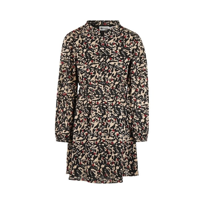 No Way Monday meisjes jurk zwart beige rood