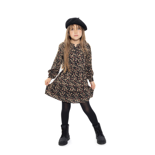 No Way Monday meisjes jurk zwart beige rood
