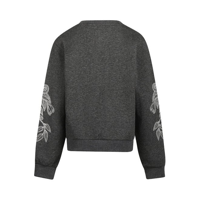 No Way Monday Mädchen-Pullover, dunkelgrau, mit Stickerei