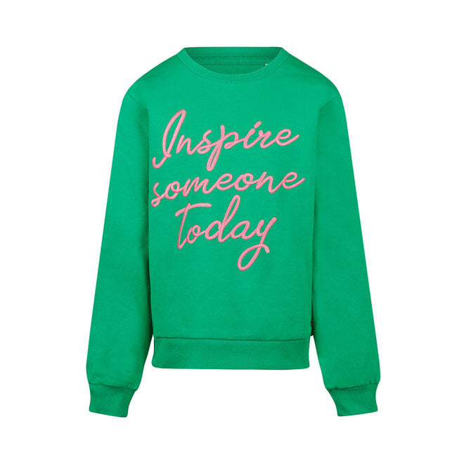 No Way Monday girls’ jumper, green and pink