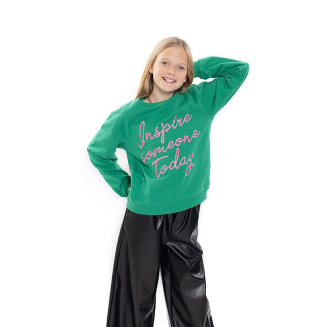 No Way Monday meisjes sweater groen roze