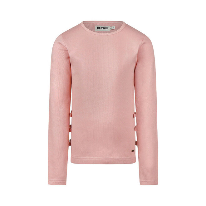 No Way Monday meisjes longsleeve lichtroze strikjes