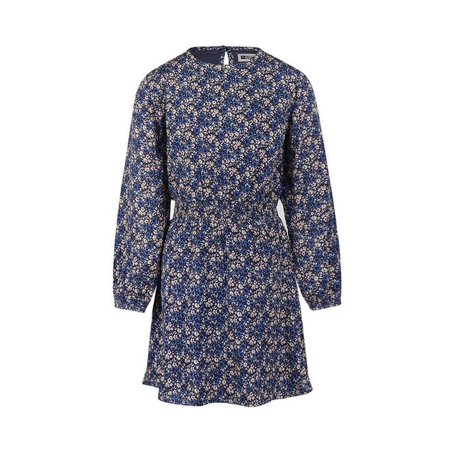 No Way Monday Mädchen-Kleid, blau-rosa mit Blumenmuster