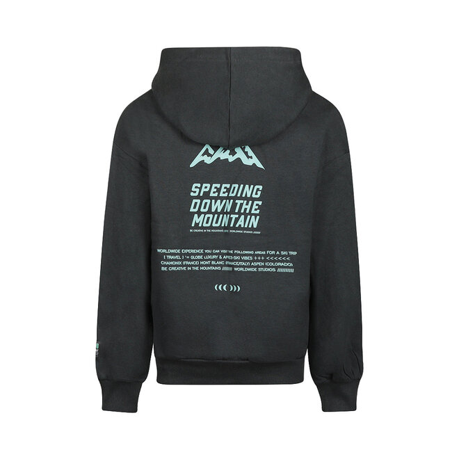 No Way Monday boys’ hoodie, dark grey and mint green