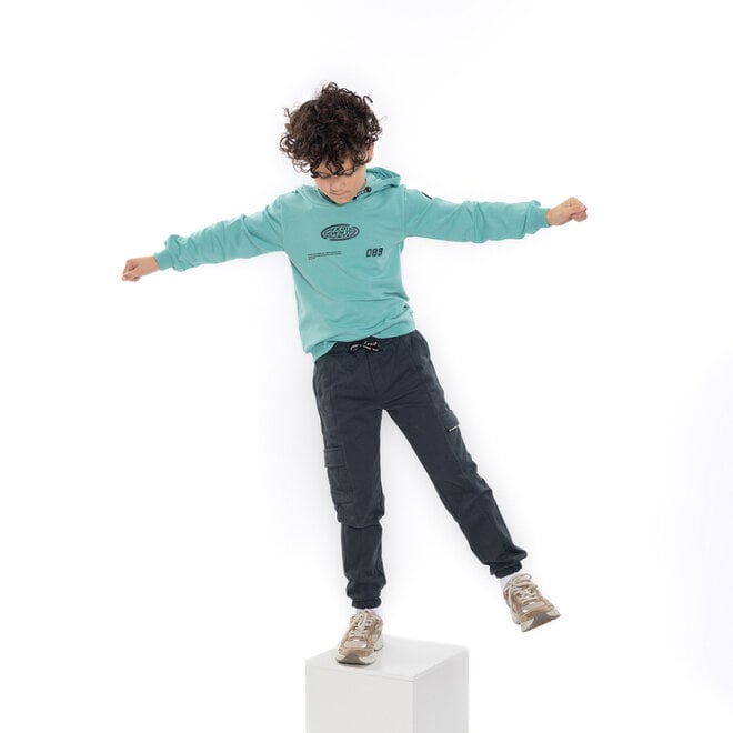 No Way Monday Jungen-Hoodie, mintgrün-dunkelgrau