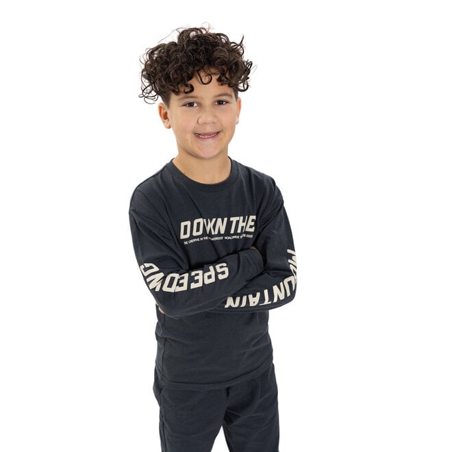 No Way Monday Jungen-Langarmshirt dunkelgrau mit Aufdruck