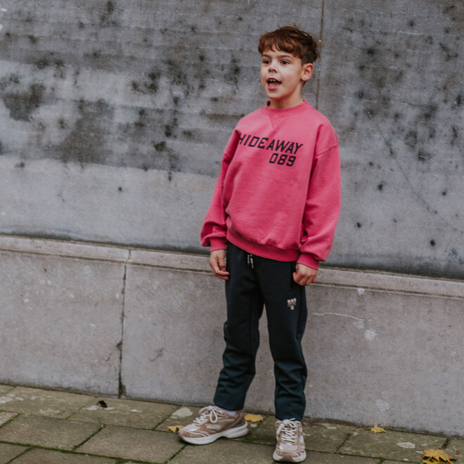 No Way Monday boys’ jumper, soft red and dark grey