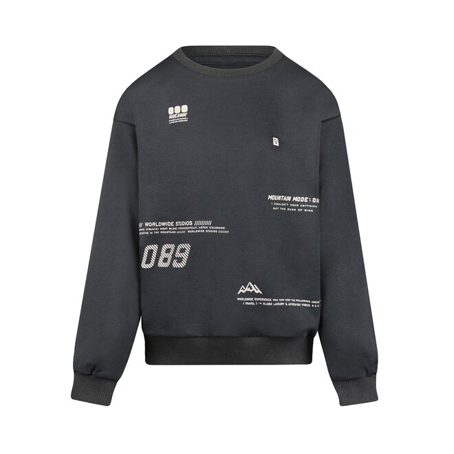 No Way Monday Jungen-Sweatshirt dunkelgrau mit Grafikdruck