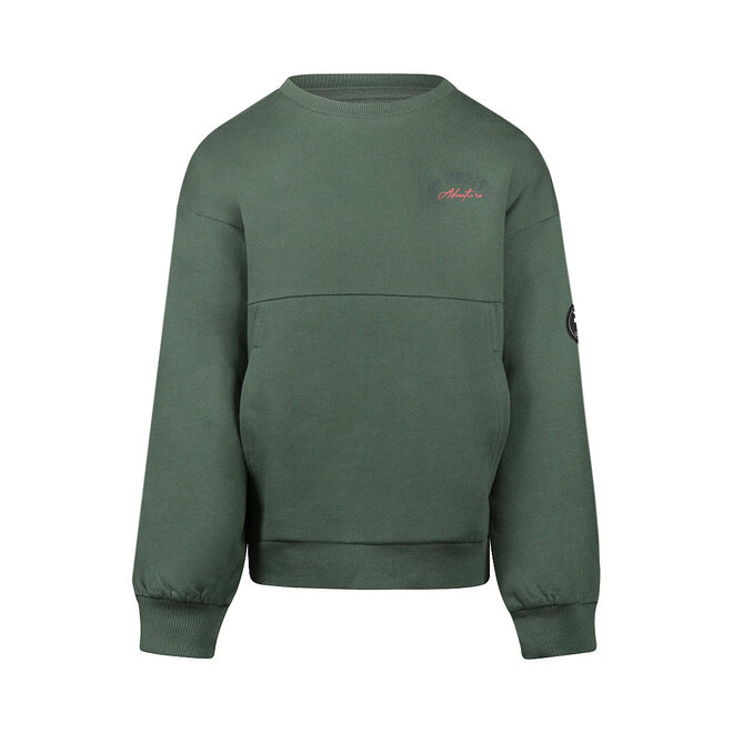 No Way Monday boys’ loose-fit jumper, forest green, soft red