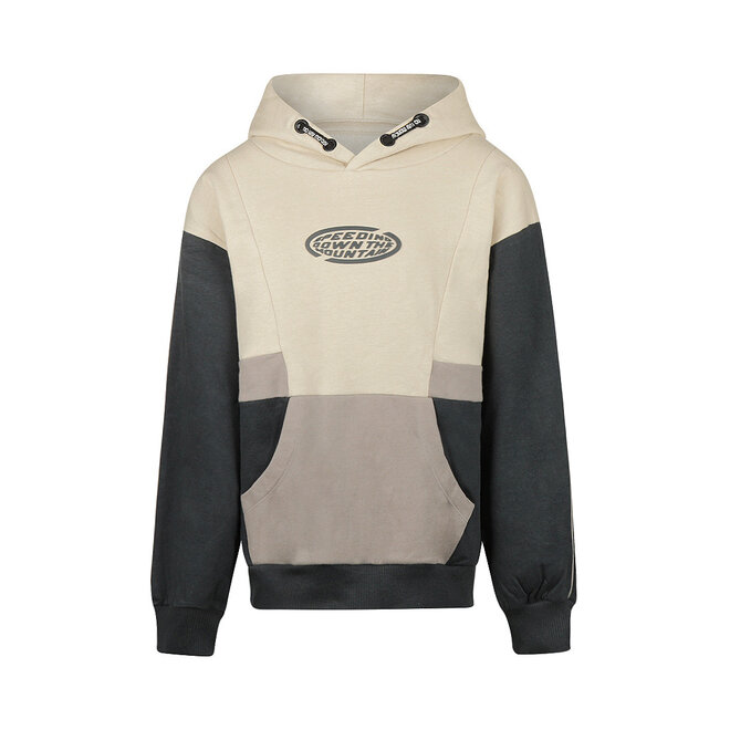No Way Monday jongens loose fit hoodie zand colourblock