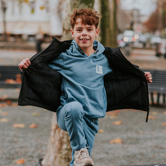 No Way Monday boys’ hoodie, grey-blue, print