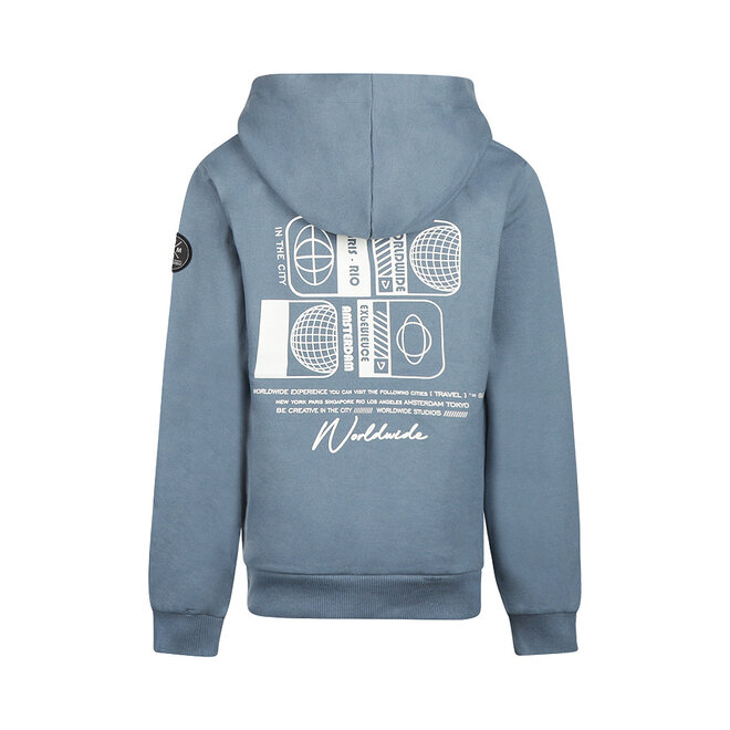 No Way Monday boys’ hoodie, grey-blue, print