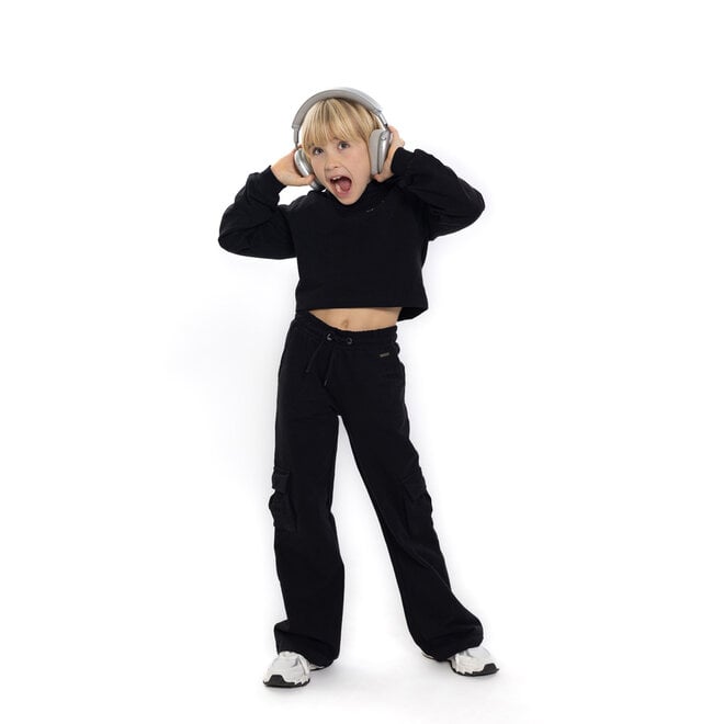 No Way Monday meisjes hoodie zwart boxy fit