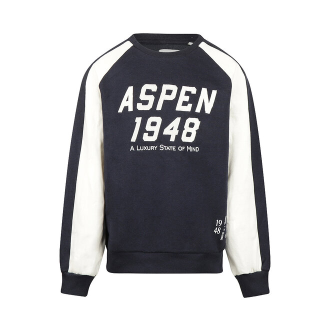 No Way Monday boys’ loose-fit jumper, dark blue and white