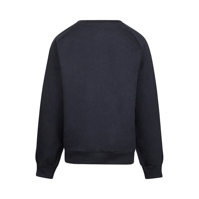 No Way Monday jongens loose fit sweater donkerblauw wit