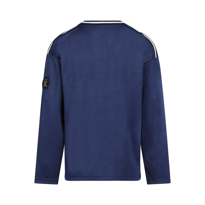 No Way Monday jongens V-hals longsleeve blauw mesh