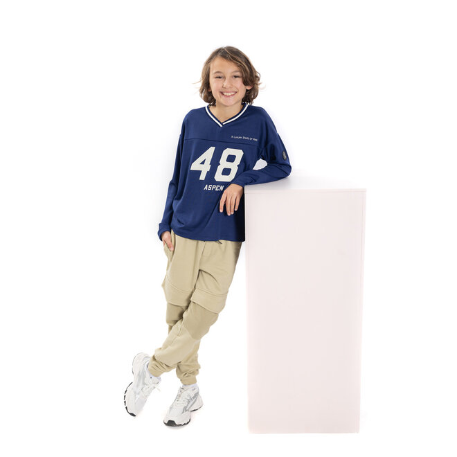No Way Monday jongens V-hals longsleeve blauw mesh