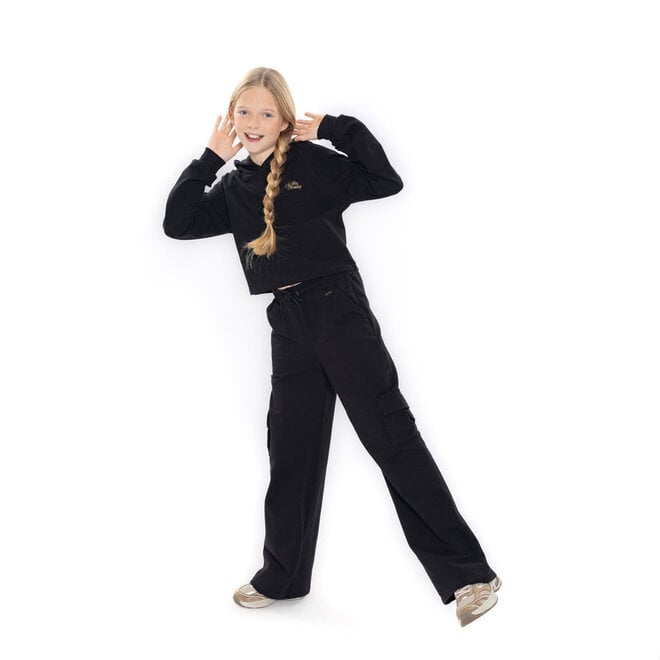 No Way Monday Mädchen-Jogginghose, weit geschnitten, schwarz, Cargo-Stil
