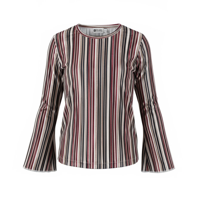 No Way Monday meisjes longsleeve bruin velours gestreept