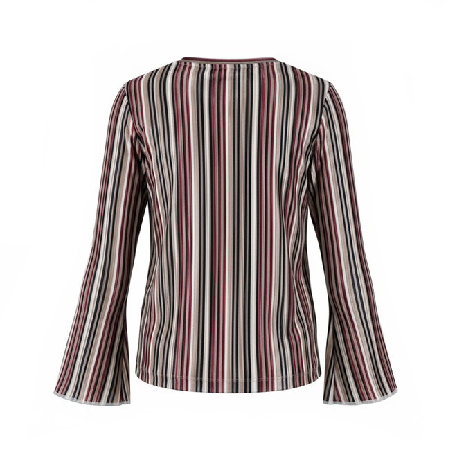 No Way Monday meisjes longsleeve bruin velours gestreept