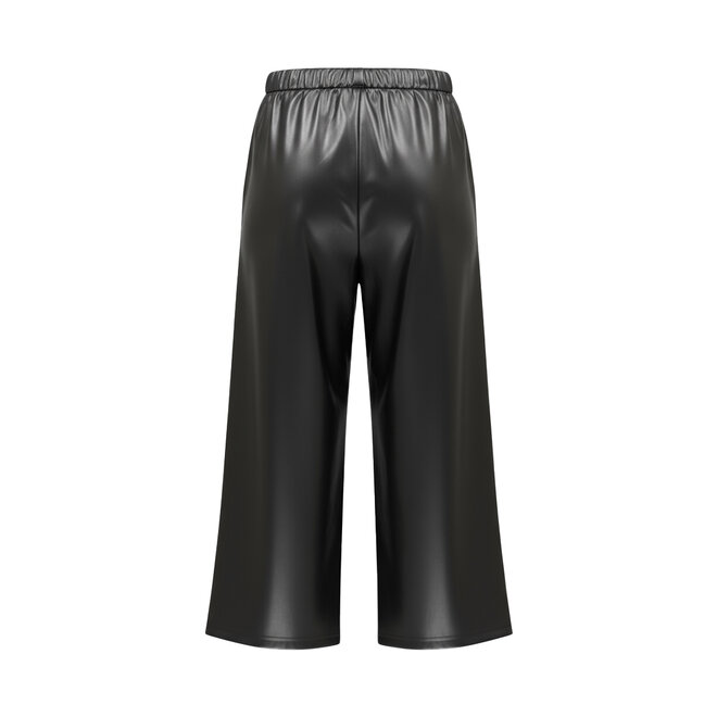 No Way Monday Mädchen-Hose mit weitem Bein, schwarz, Kunstleder