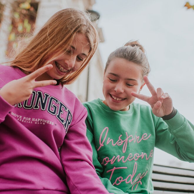 No Way Monday meisjes sweater Stronger roze