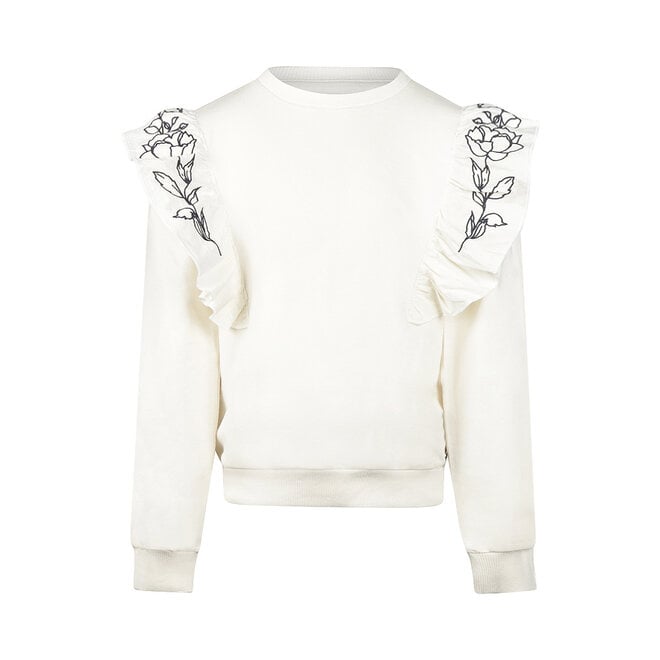 No Way Monday girls’ jumper, off-white with ruffles