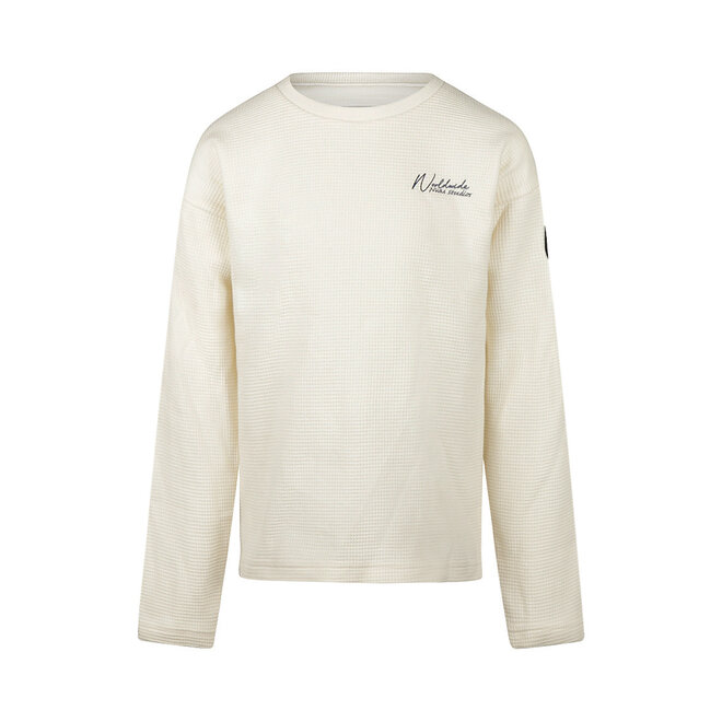No Way Monday jongens longsleeve off white wafelstructuur