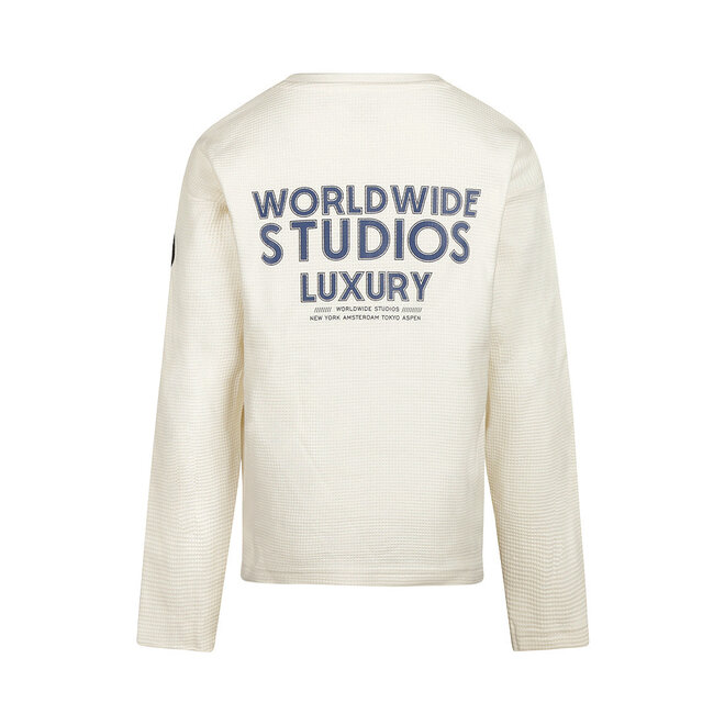 No Way Monday Jungen-Langarmshirt off-white mit Waffelstruktur