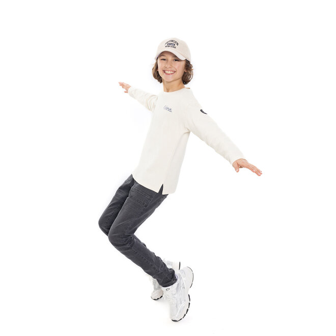 No Way Monday boys’ long-sleeved top, off-white, waffle weave