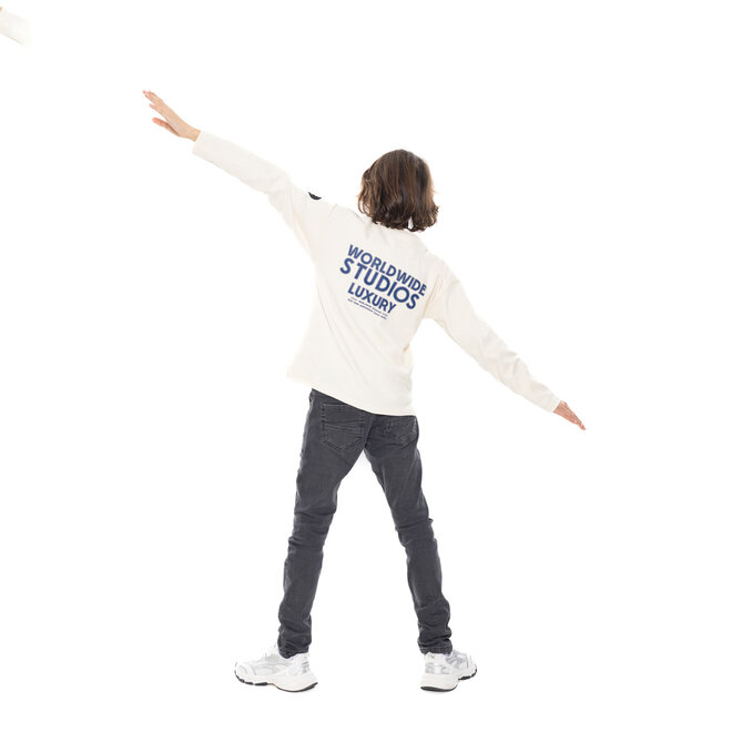 No Way Monday Jungen-Langarmshirt off-white mit Waffelstruktur