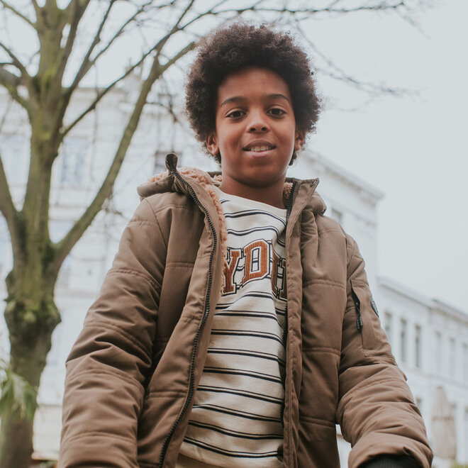 No Way Monday boys’ winter coat, brown water-repellent parka