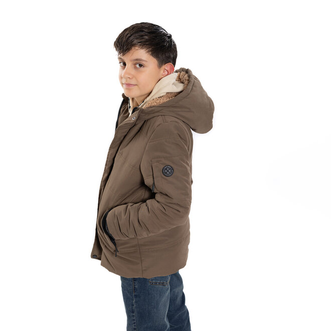 No Way Monday jongens winterjas bruin parka waterafstotend