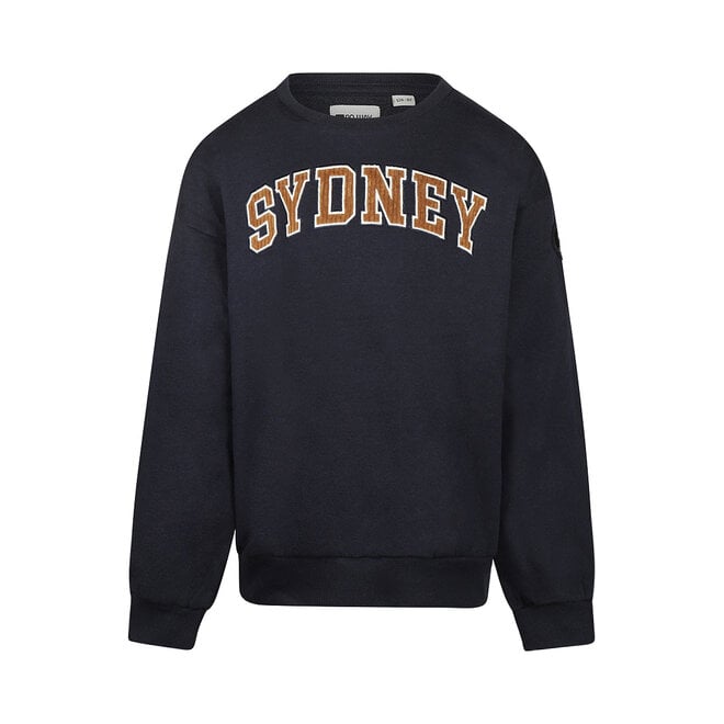 No Way Monday boys’ loose-fit jumper, dark blue and brown