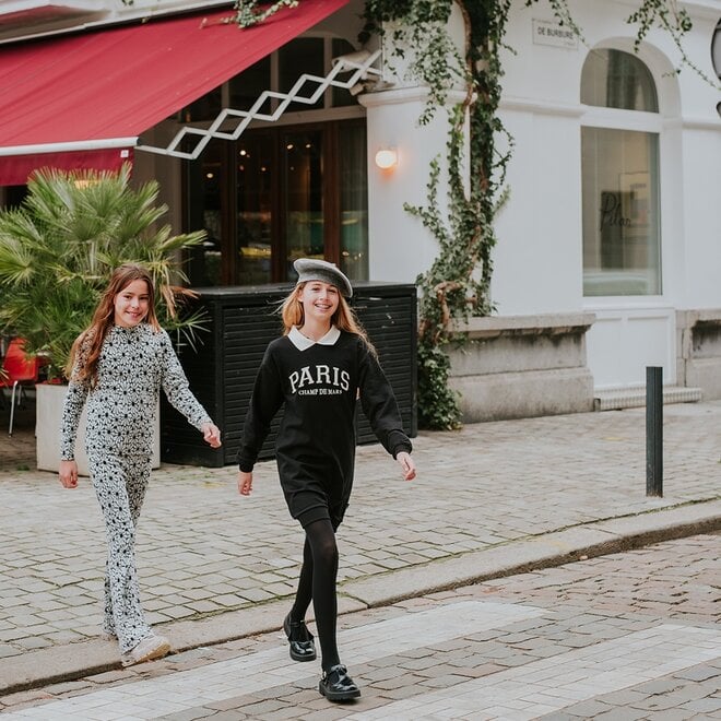 No Way Monday meisjes longsleeve zwart bloemen