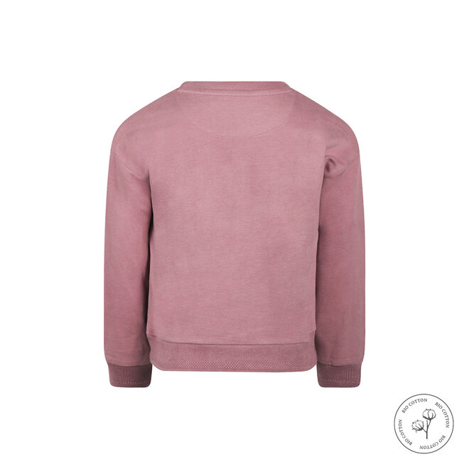 Meisjes sweater dropped shoulder oudroze bio cotton