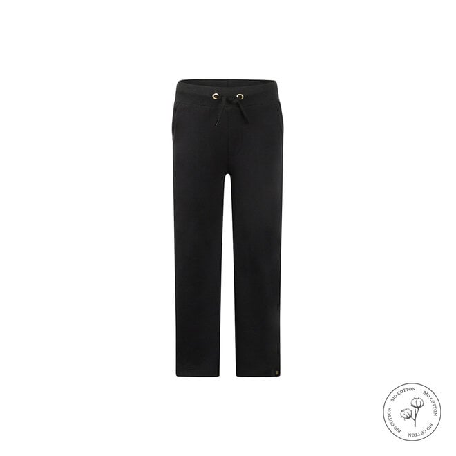 Meisjes joggingbroek wide leg zwart bio cotton
