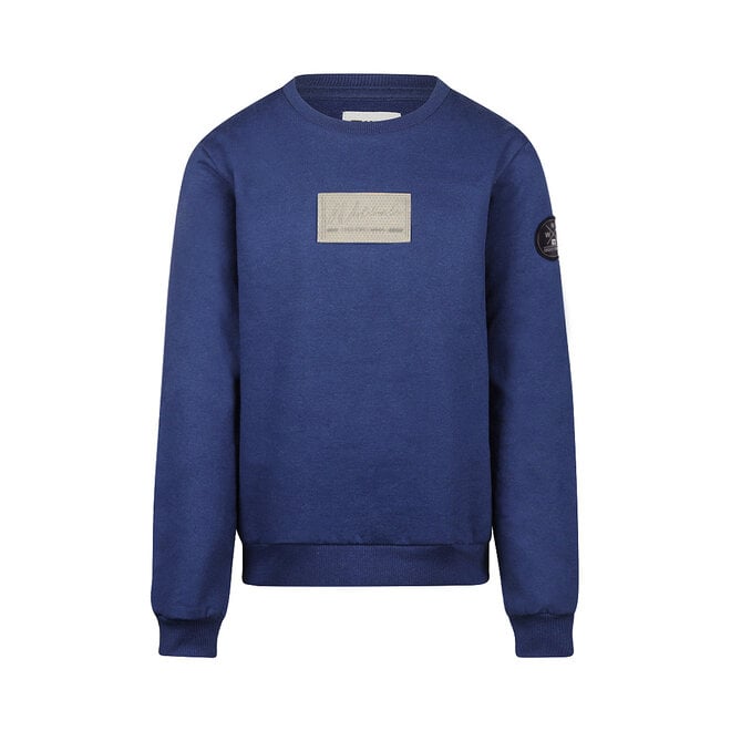 No Way Monday jongens sweater blauw reliëf