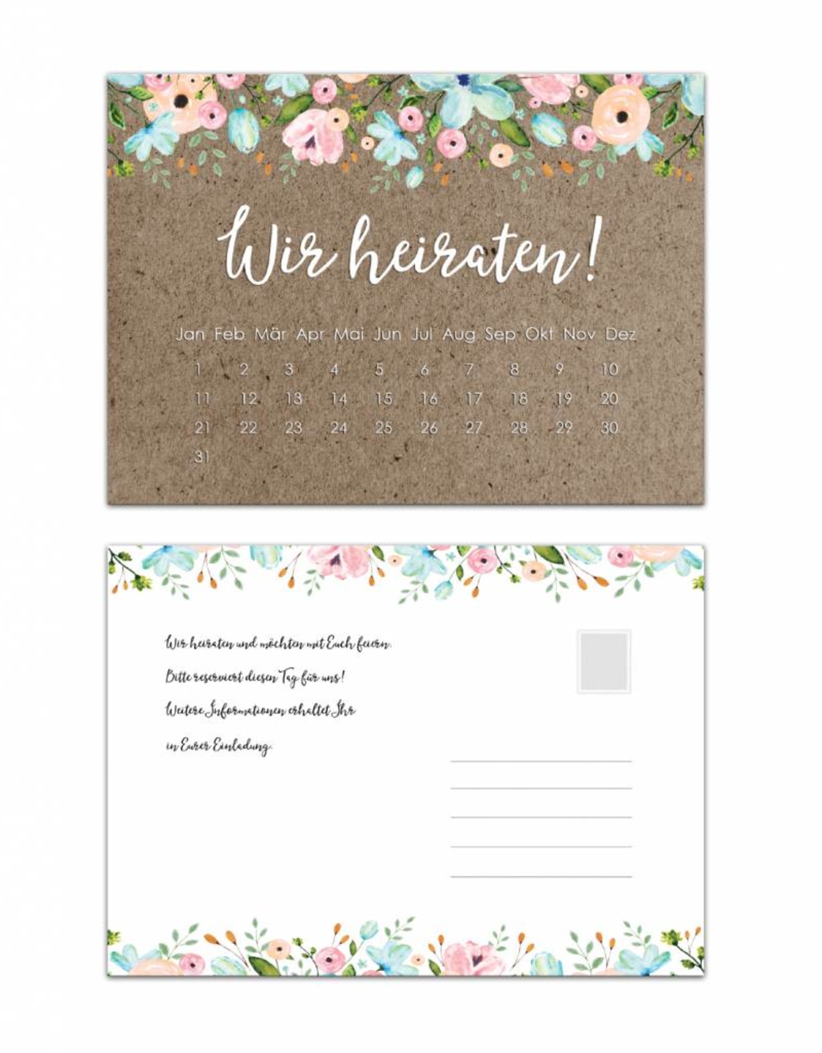 Save the Date Karten für die Hochzeit, 50 Stück