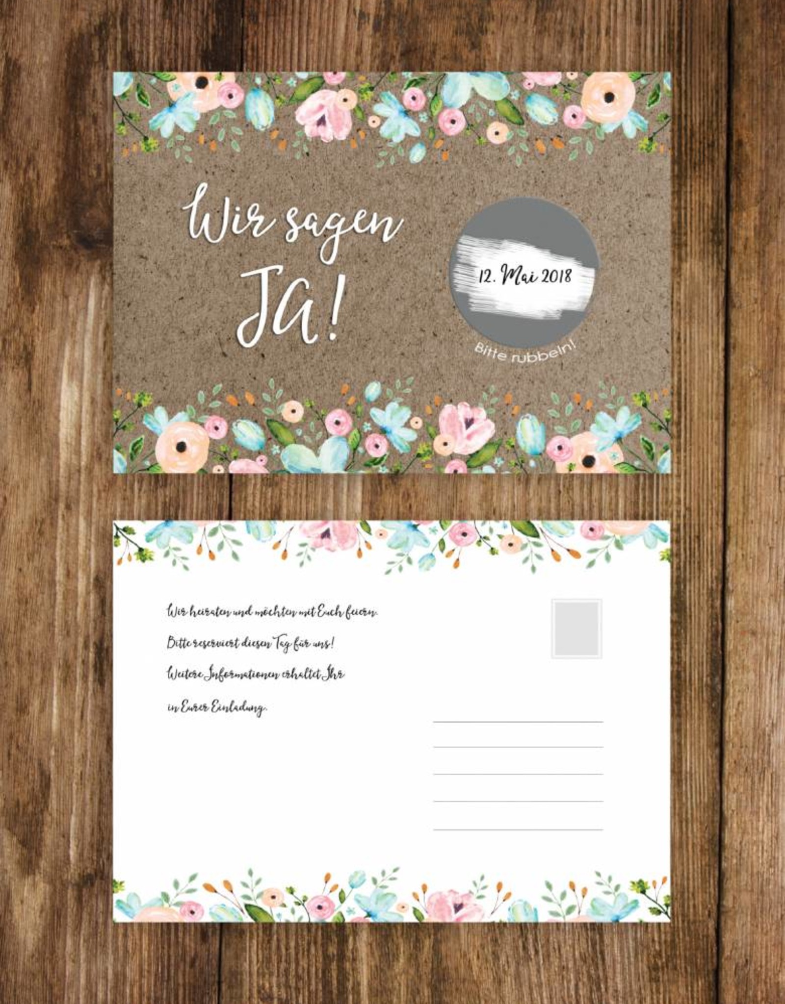 Save the Date Rubbelkarten für die Hochzeit, 25 Stück