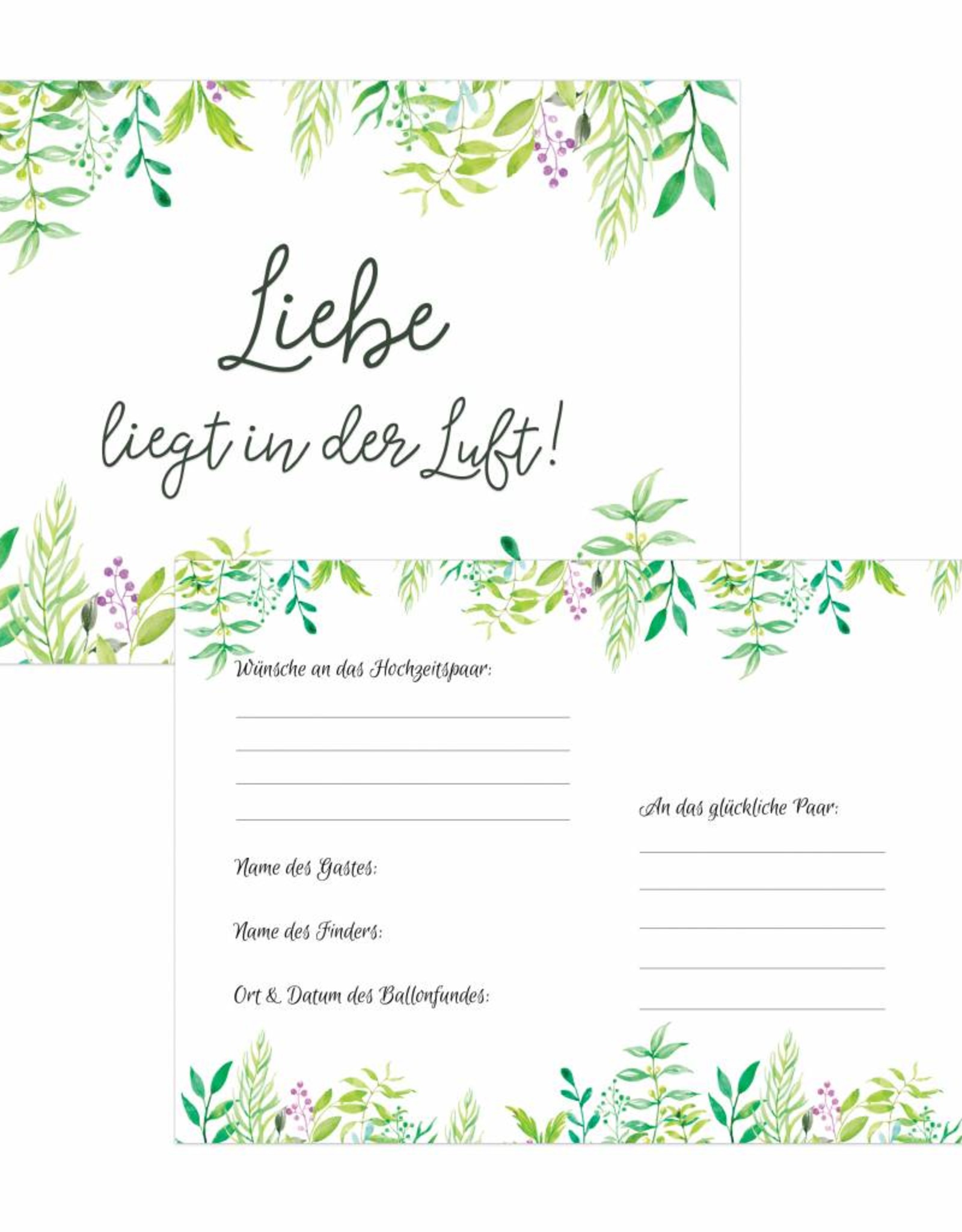 Ballonflugkarten für die Hochzeit