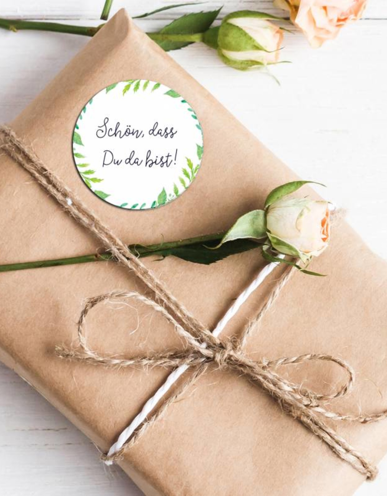 50 Sticker "Schön, dass Du da bist!" Grüne Hochzeit