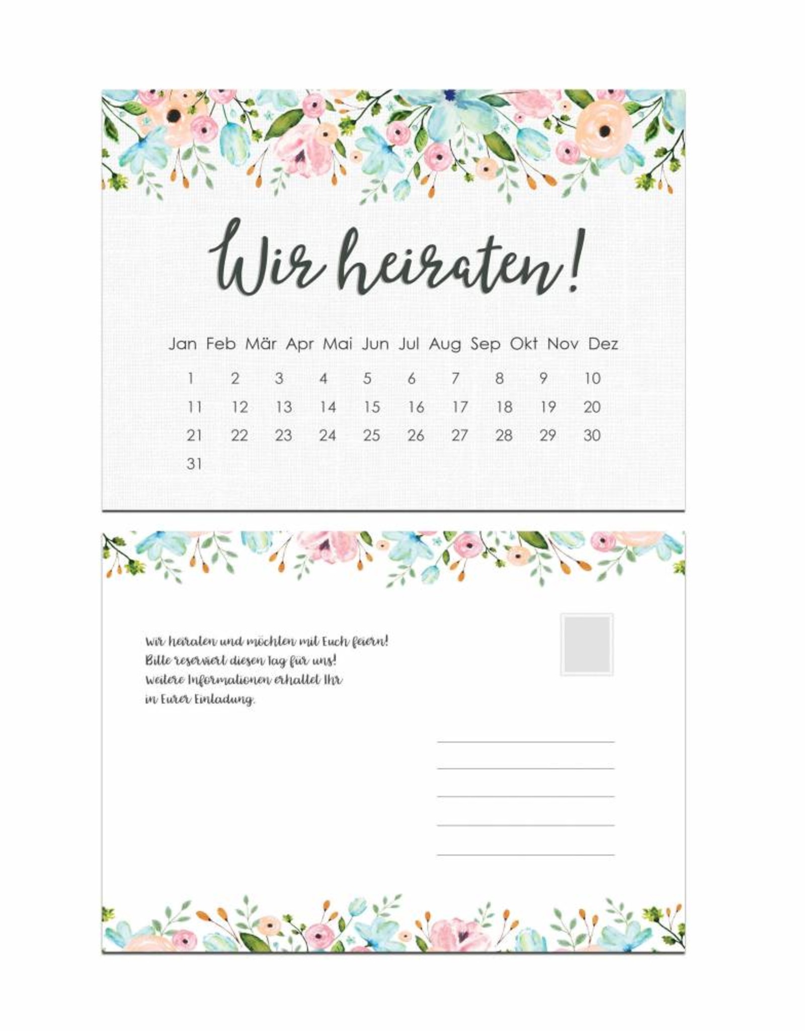 Save the Date Karten für die Hochzeit, 50 Stück