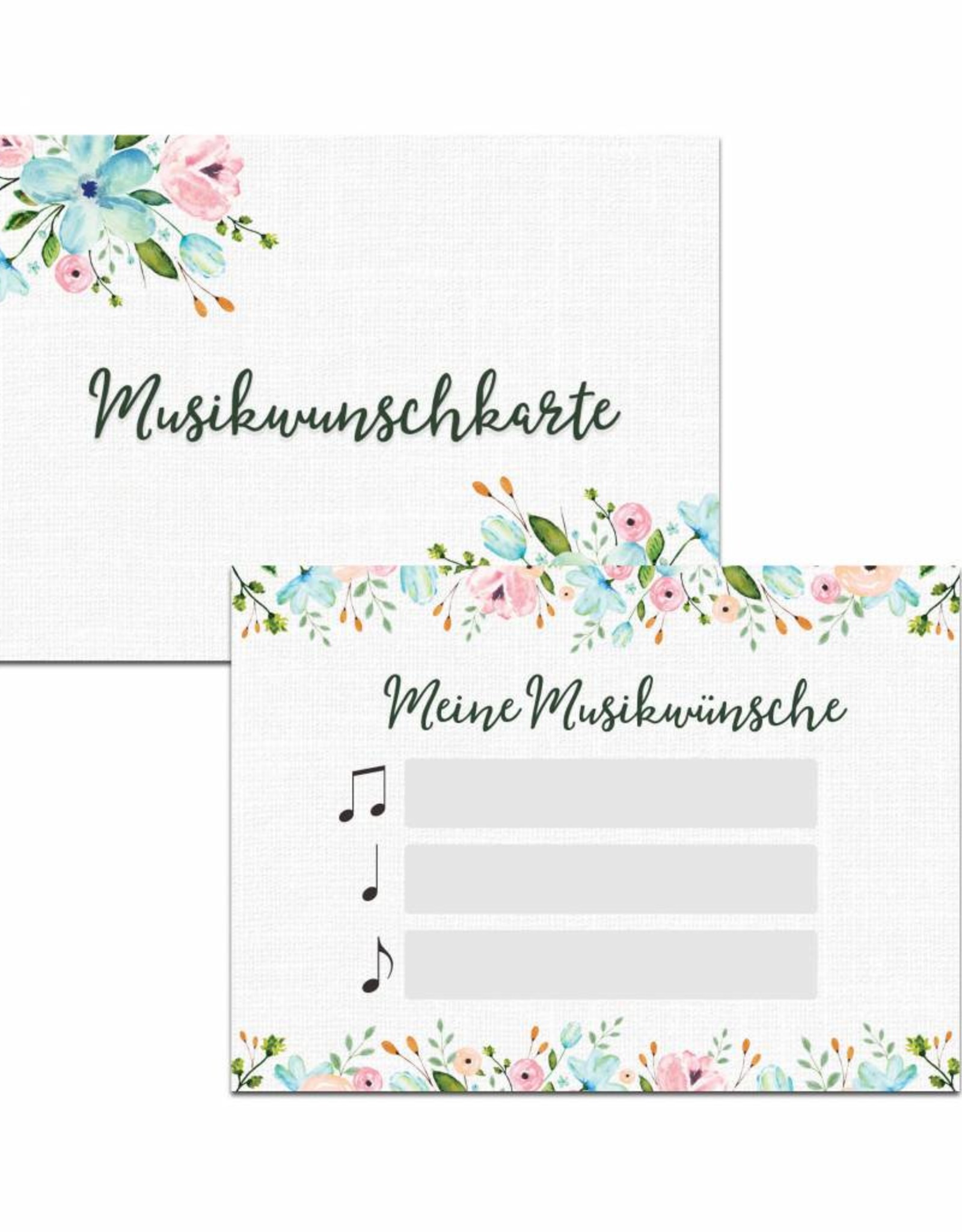 50 Musikwunschkarten für Hochzeit oder Geburtstag