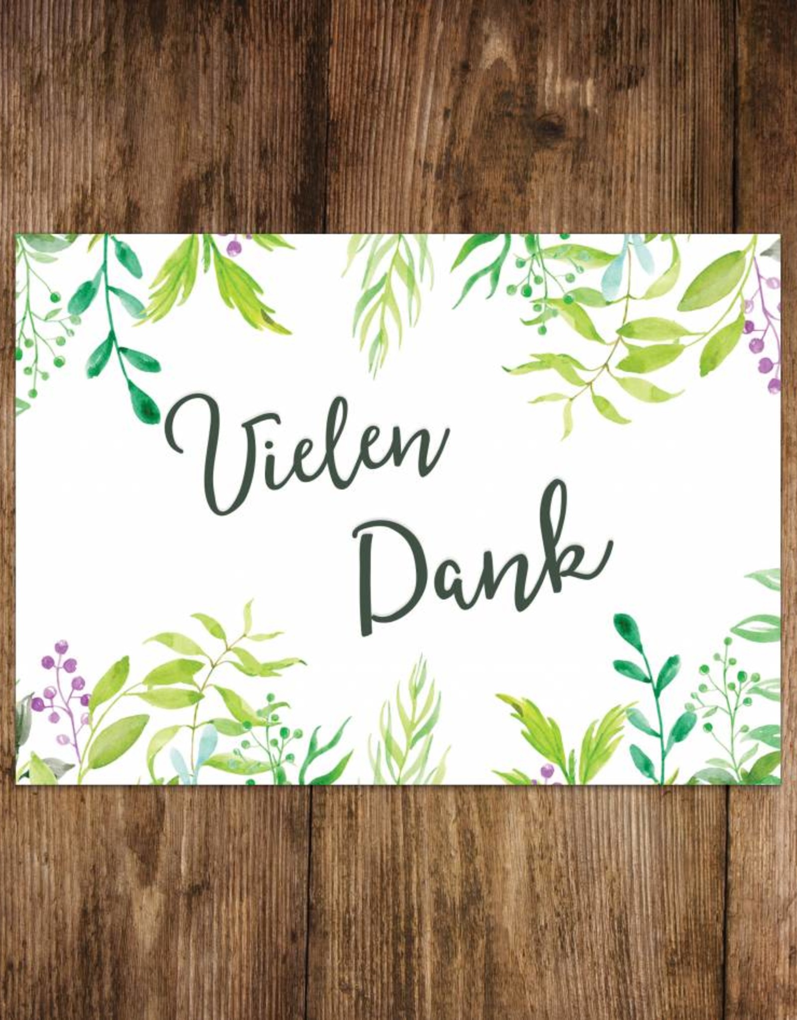 Postkarte "Vielen Dank" Grüne Hochzeit