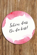50 Sticker  Aquarell rosa "Schön, dass Du da bist!"