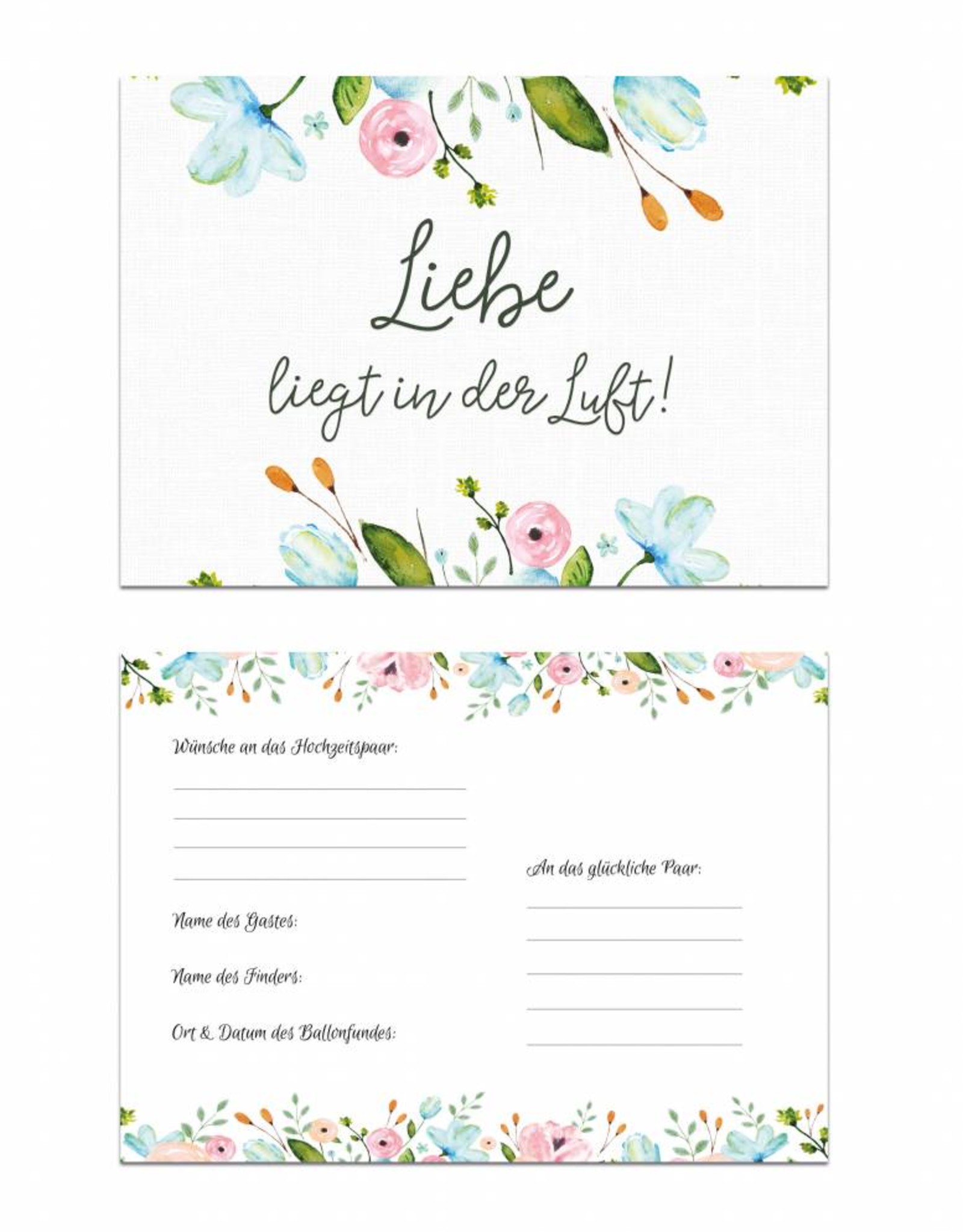 Ballonflugkarten für die Hochzeit