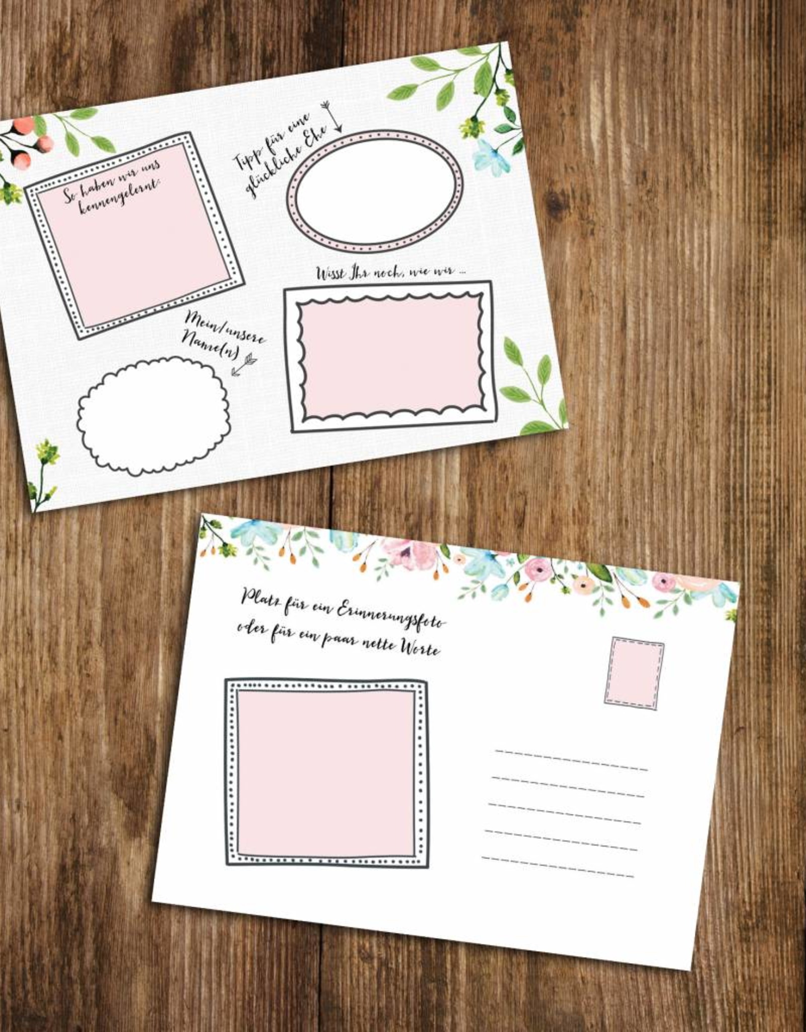 50 Gästebuchkarten zum Versenden - Hochzeitsspiel