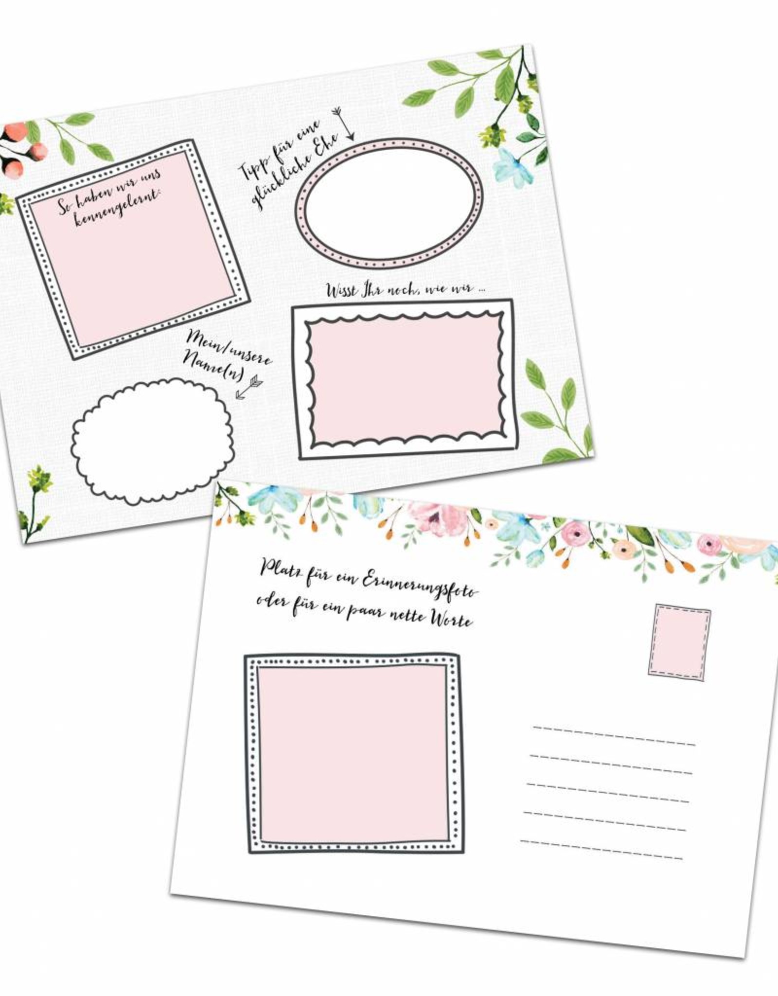 50 Gästebuchkarten zum Versenden - Hochzeitsspiel