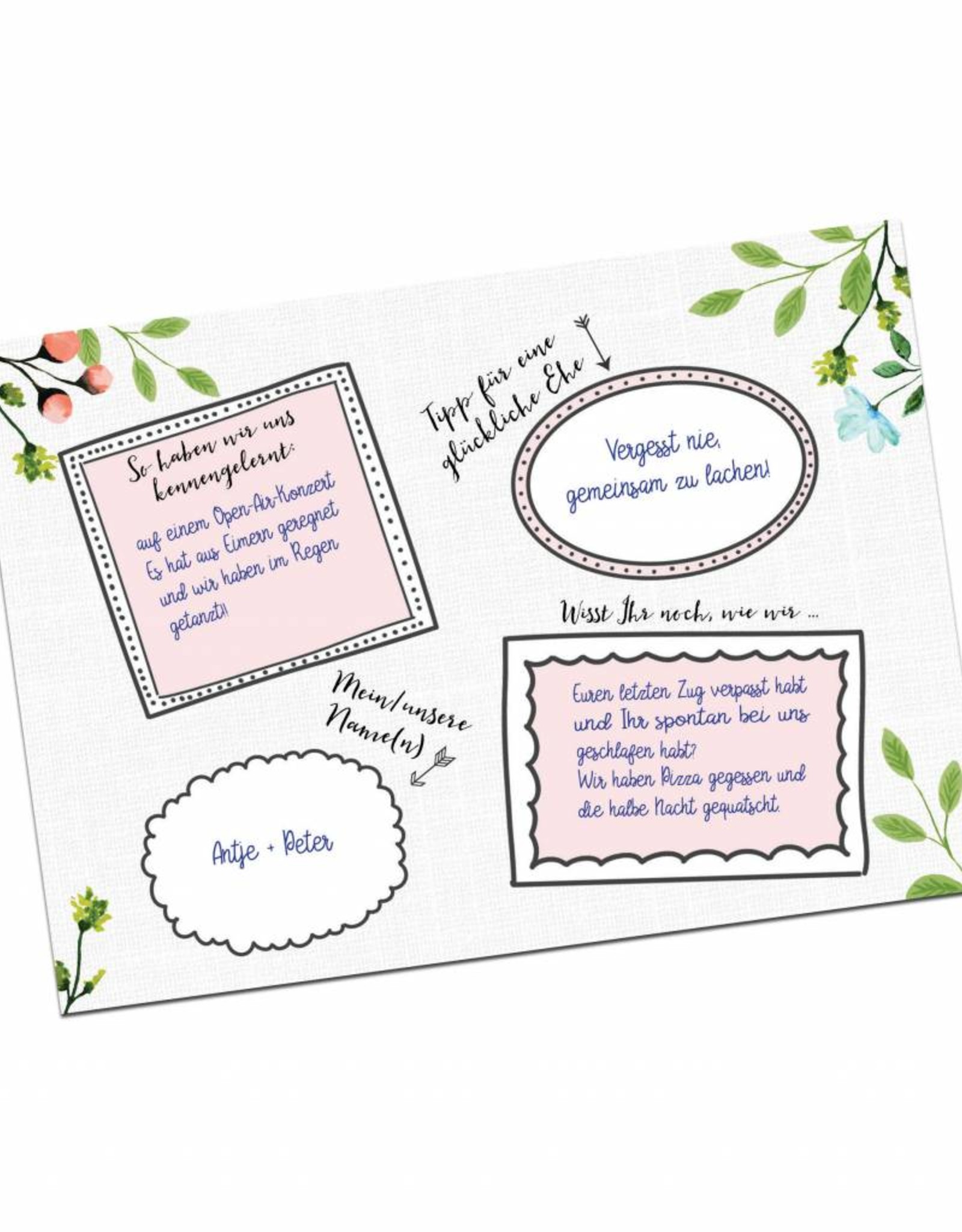 50 Gästebuchkarten zum Versenden - Hochzeitsspiel
